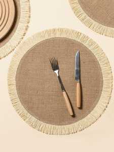 Handmade Round Bamboo Table Mats 450mm Bohemian Style With Green Pattern <b>Placemats</b> - Product Image 4