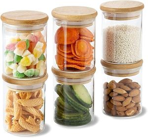 Wholesale Borosilicate Glass <b>Jar</b> Set with Wooden Lid Airtight Heat Resistant Food Storage Containers for Kitchen Sugar Coffee - Product Image 3