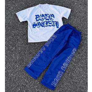 Ensemble deux pièces pour homme avec logo personnalisé, t-shirt à capuche surdimensionné et pantalon de survêtement, tenue décontractée d'hiver, motif à carreaux, jersey à séchage rapide - Product Image 3