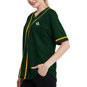 Maillot de baseball vert foncé personnalisé pour femme, uniforme d'équipe boutonné, chemise de sport respirante en polyester, fournisseur OEM en gros - Product Image 3