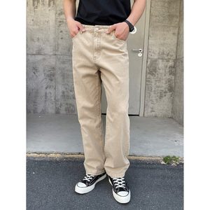 Jean en denim beige tendance pour homme, coupe droite ample et décontractée, 100 % coton, lavé, écologique, respirant, taille 28-42, style vintage - Product Image 4