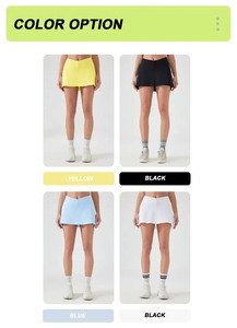 Jupe de tennis taille haute pour femme, coupe trapèze, avec poches, mini-jupe de sport athlétique unie - Product Image 2