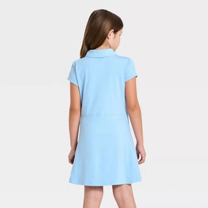 Robe polo rouge à manches courtes pour filles, en coton tricoté, uniforme scolaire primaire - Product Image 5