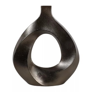 Vase de table contemporain Ember Curve en bronze fait main, 11x10 pouces, sculpture décorative abstraite - Product Image 5