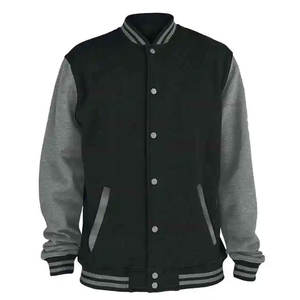 Chaqueta universitaria de béisbol personalizada para hombre, lisa, con mangas de cuero, precio al por mayor - Product Image 2