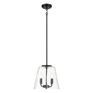 Lampadario a Sospensione a Quattro Candele con Vetro Trasparente e Finitura Nera, Elegante Chandelier per Arredamento Casa - Product Image 4