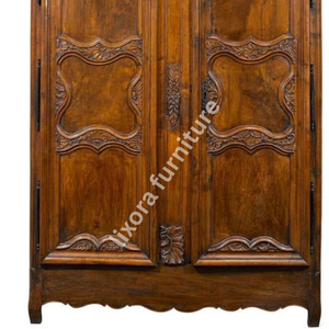 Armario de Madera Maciza de Lujo Hecho a Mano con 2 Puertas, Tallado Ornamentado Estilo Rococó Francés, Armario Antiguo de Nogal - Product Image 4