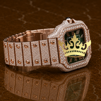 Montre en diamant moissanite de haute qualité pour hommes, entièrement sertie de pierres VVS