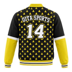 Black Yellow Baseball <b>Jacket</b> Full Zip Long Sleeve Sports Team Uniform <b>Lightweight</b> Comfortable Outerwear - Product Image 2