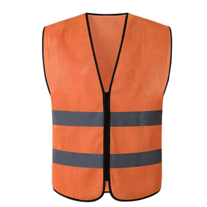 <b>High</b> <b>Visibility</b> Reflective Safety Vest Orange and Lime Green Sleeveless Workwear with Reflective Strips Unisex Polyester - Product Image 3