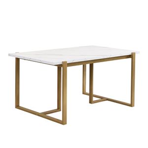 Modern 7-Piece Faux Marble Dining Table Set for 6 Includes 6 Upholstered Dining Chairs for Kitchen Use - Product Image 6