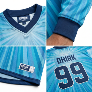 OEM Custom Sunburst Pattern Team Name Ice Hockey Jersey 100% Polyester <b>Lace</b>-up V-Neck Uniform Mens Hockey Shirt - Product Image 4