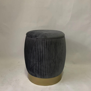 Excellent Workmanship Modern Design <b>Stool</b> Grey Velvet <b>Round</b> Pouf Ottoman Storage Removeable Lid Storage Ottoman - Product Image 1