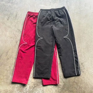 Custom Streetwear Baggy Windbreaker Pants Unisex Contrast Piping Tracksuit Bottoms <b>Waterproof</b> Techwear Joggers for Men Women - Product Image 1