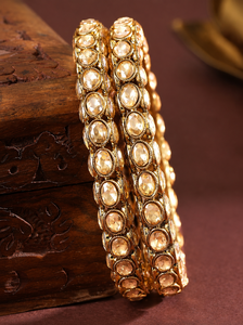 Elegant Gold Plated Crystal Bangle Set Women's Classic Wedding Jewelry Alloy Bangles Bezel Setting Style China - Product Image 3