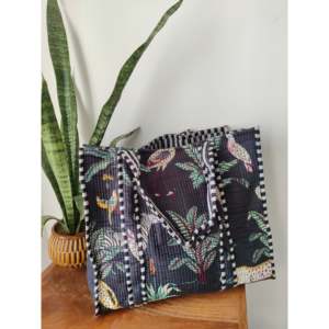 Indian Hand Block Printed Quilted Women's Winter Summer Fashion Tote Shopping Carry Shoulder <b>Bag</b> Multi-Color Flowers Cover - Product Image 2