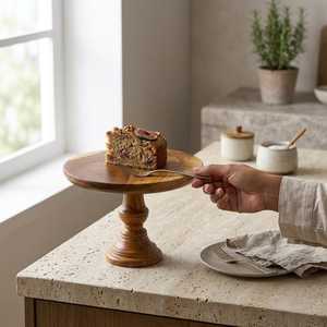Luxury Solid Wood <b>Cake</b> Stand Eco-Friendly <b>Cake</b> <b>Mold</b> with Glass Cover Multi-Functional Round Dishwasher Safe for Kitchen - Product Image 4
