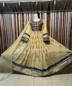 High Quality Afghan Kuchi Dress Embroidery And Silver <b>Mirror</b> Work Traditional Tribal Heritage Maxi Dress Cultural Afghani Dress - Product Image 5