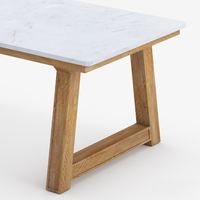 Ensemble de table à manger rectangulaire moderne avec plateau en marbre, pieds en bois, 8 chaises en cuir, meubles pour la maison