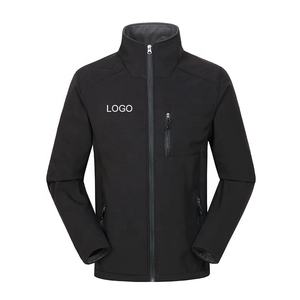 Custom Logo <b>Work</b> Windproof Outdoor Waterproof Eco-Friendly Canvas Softshell <b>Fleece</b> Windbreaker Stand Collar Winter Men's Jacket - Product Image 1