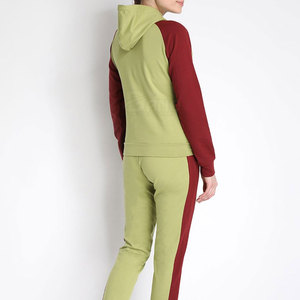 Conjunto de chándal con capucha y bloques de color para mujer, manga larga, bolsillos laterales, ropa informal de otoño - Product Image 4