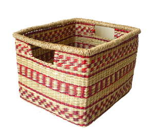 Cesta de almacenamiento de hierba marina natural, rústica, duradera y versátil, cesta de almacenamiento de jacinto de agua y ratán para organizar el hogar - Product Image 1