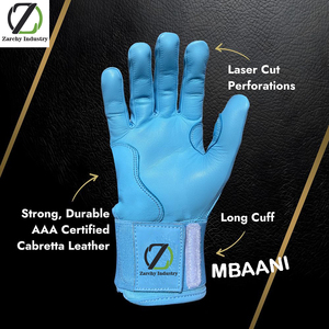 Professional Quality Batting Gloves 0.9mm Thick, Premium Cabretta Leather with <b>Mold</b>-to-Fit Performance-Long Cuff Baseball Gloves - Product Image 2