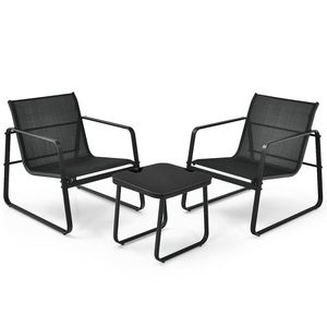 Set Bistrot da Esterno 3 Pezzi con Tavolo con Piano in Vetro, Mobili Durevoli per Giardino e Terrazza - Product Image 3