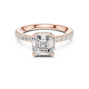 Anillo solitario de diamante cultivado en laboratorio con corte Asscher certificado por GRA para mujer, hecho de oro macizo de 14K, joyería fina a un precio razonable. - Product Image 1