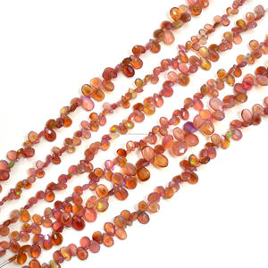 Perles de pierres précieuses en opale éthiopienne naturelle rose de qualité supérieure, facettées en forme de poire, certifiées par un tiers, pour bracelets et colliers (vente en gros) - Product Image 1