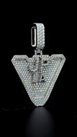 Pendentif triangle diamant personnalisé en argent 925, style hip-hop, bijoux pour rappeurs, coupe brillante ronde, certifié IGI