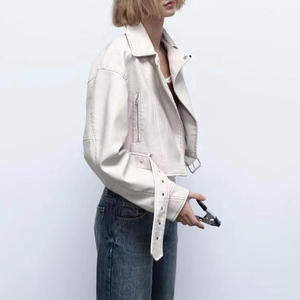 Chaqueta de Mujer de Piel Sintética con Cinturón, Estilo Vintage, Manga Larga, Primavera 2026, Marca OEM, Fabricada por TRIOTAKE INDUSTRY - Product Image 5