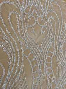 Tela de encaje con lentejuelas de cuentas de vidrio de alta calidad 2026, 130 cm de ancho, malla bordada a mano con cuentas para textil nupcial de alta costura - Product Image 4
