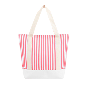 กระเป๋าผ้าแคนวาสลายทาง, กระเป๋าเก็บของความจุขนาดใหญ่แบบเรียบง่าย, กระเป๋าถือสำหรับเดินทางระยะสั้น - Product Image 1