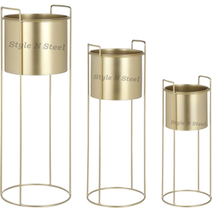 Jardinière d'intérieur classique en fer doré, durable et multi-usages, avec drainage, pour la décoration de la maison et du jardin - Product Image 3