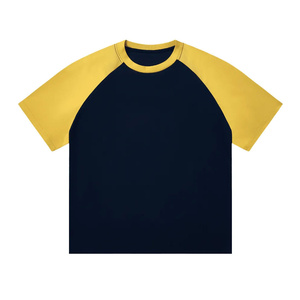 T-shirt décontracté pour homme, jaune et noir, manches courtes, col rond, coupe ample, couleur unie, tissu tricoté, 100% coton, anti-UV, streetwear - Product Image 5