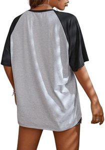 Camiseta de Manga Corta con Bloques de Color y Cuello Redondo para Mujer, Corte Holgado, Informal, 100% Algodón Jersey, para Primavera/Verano, ODM - Product Image 2