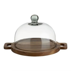 Round Marble <b>Cake</b> Platter With Glass <b>Dome</b> Cover Reusable Hand Wash Only - Product Image 3