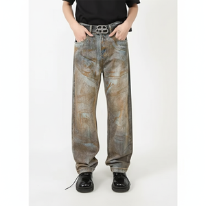 Vaqueros holgados vintage lavados para hombre, estilo urbano, con lavado desgastado, cómodos y transpirables - Product Image 2