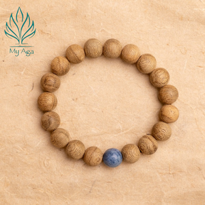 Idea de Regalo Vietnamita Exclusiva, Pulsera de Agarwood Unisex AL-SX-0023-10 con 4 Cuentas de Coral Azul y 18 Cuentas de Agarwood Natural My Aga - Product Image 2