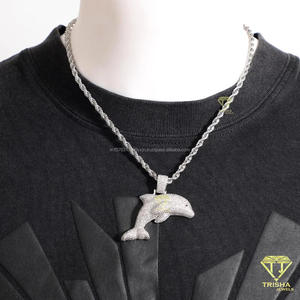 Colgante Hip Hop Personalizado de Animales Marinos para Hombre con Diamantes Moissanite Engastados a Mano y Plata 925 - Product Image 5