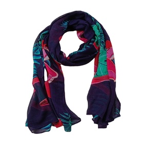 Animal Floral 100% Bufanda de algodón modal Exclusivamente chal de lujo para mujer con estampado de hojas de pato rojo Precio al por mayor - Product Image 1