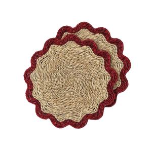 Sous-plat en jonc de mer festonné de style bohème, écologique, tissé, pour la décoration de table à manger, vente en gros, prix abordable - Product Image 3