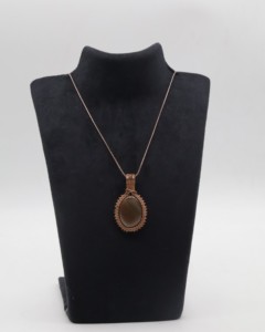 Collar con Colgante de Piedra de Ágata Natural Envuelto en Alambre de Cobre, Joyería Boho Hecha a Mano con Piedras Preciosas, Venta al Por Mayor - Product Image 3