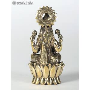 Pequeña escultura de latón de la diosa sentada Lakshmi Múltiples tamaños disponibles - Product Image 4