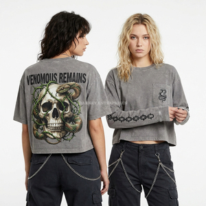 Custom Voodoo <b>Spirit</b> Graphic T Shirt Wholesale Vintage Teal Over sized 220 GSM Cotton Women Tee Manufacturer DTF Print Tops - Product Image 6