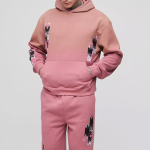 Survêtement d'extérieur OEM vintage streetwear en coton, pantalon évasé oversize imprimé pour homme - Product Image 6