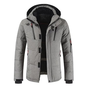 Veste matelassée technique bleue personnalisée pour homme, vente en gros, à capuche, multi-poches, manteau bulle chaud rembourré, veste d'extérieur d'hiver, OEM - Product Image 4