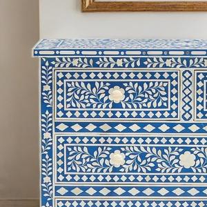 Cajón con Incrustaciones de Hueso de ILAHI, Diseño Moderno con Detalles de Ágata, Mueble Portátil para el Hogar - Product Image 4