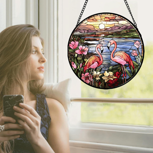CIFbuy Acrylic Flamingo Garden Sun Catcher, Ciondolo Decorativo in Cristallo Colorato per Finestre e Porte, Decorazione per Esterni e Interni - Product Image 4